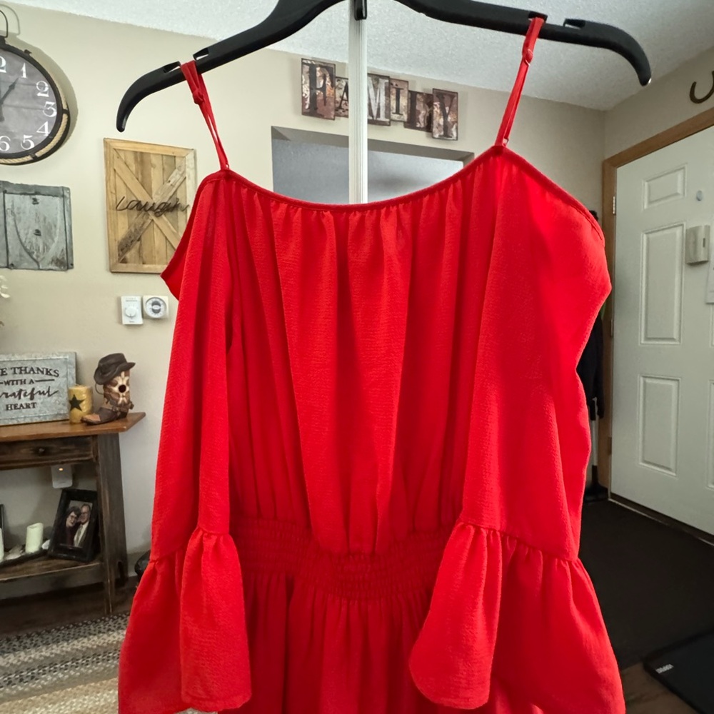 H&M RED off -Shoulder Dress